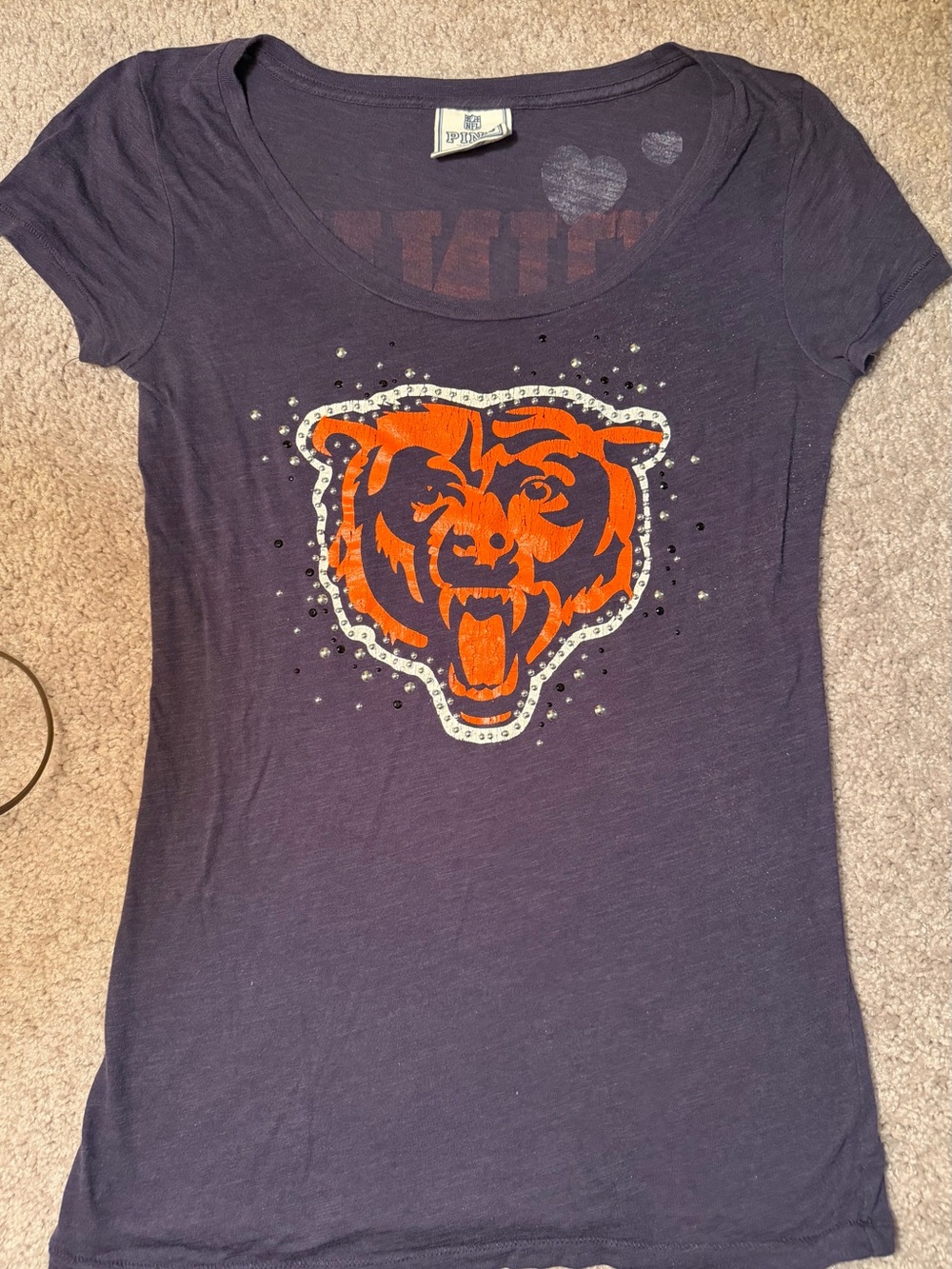 PINK Victoria's Secret Navy Tee with Orange Tiger Graphic